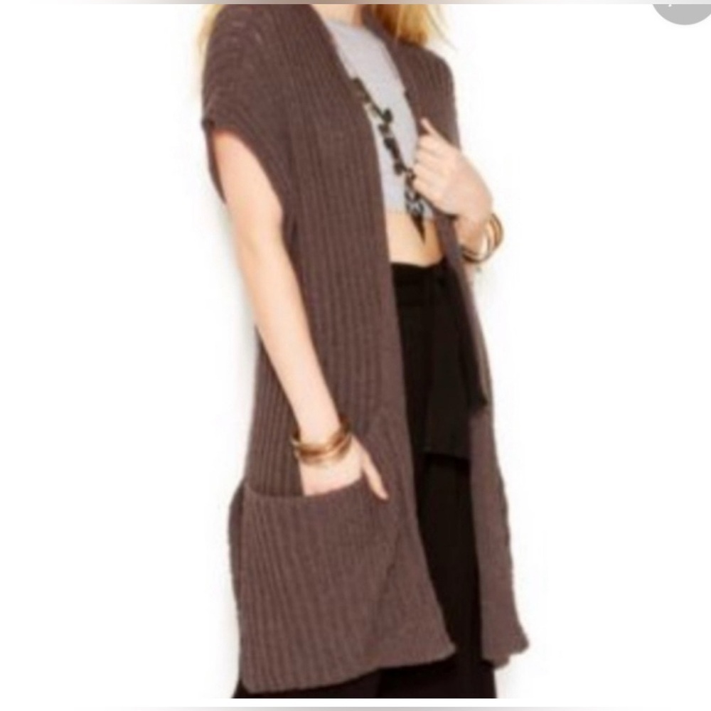 Free People Purple Long Open Front Cardigan S